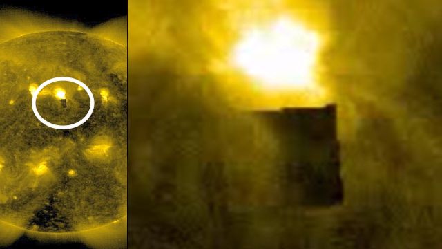 Sonne als Portal für Aliens: Massives schwarzes Borg-eckiges Objekt erscheint wieder über der Sonnenoberfläche (Video)