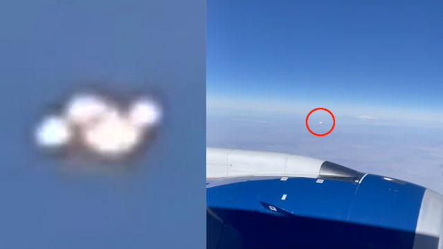 Passagier filmt seltsames UFO-Cluster, der neben einem Flugzeug fliegt (Video)