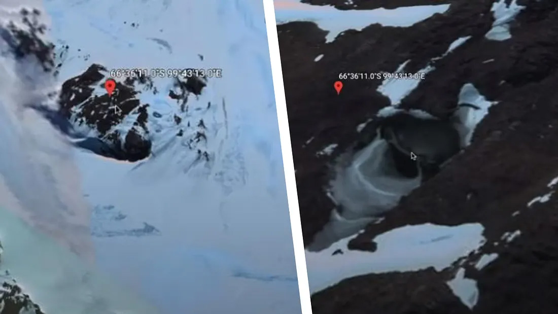 Nutzer entdeckt auf „Google Earth“ mysteriöse Höhle in der Antarktis und ein startendes Objekt (Videos)