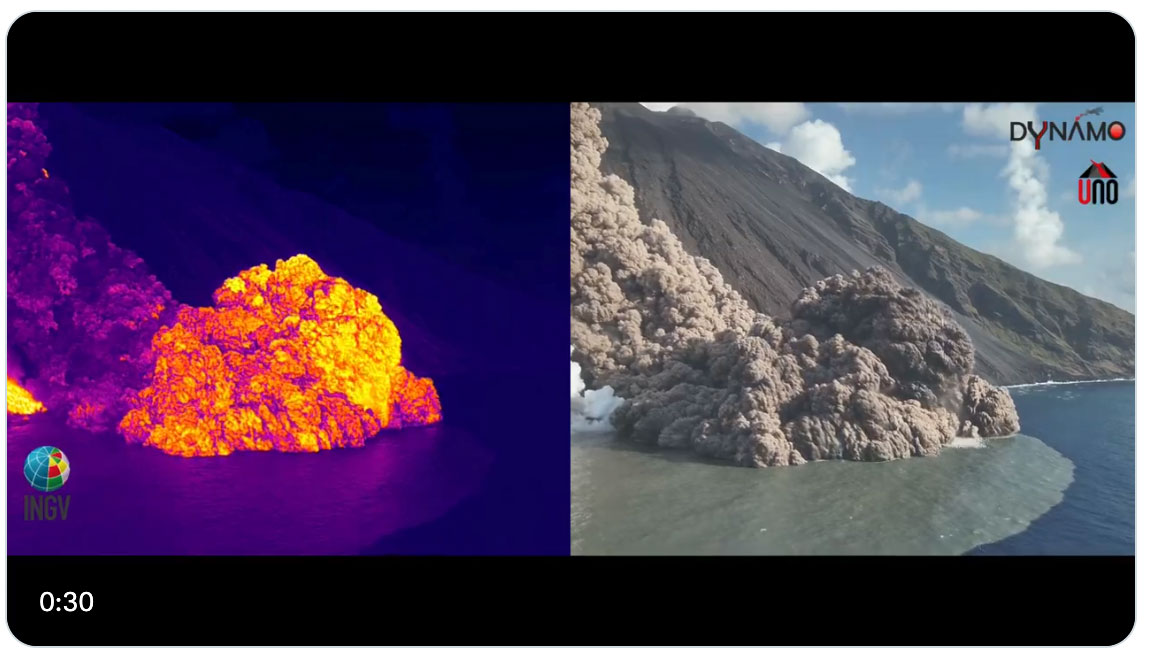 Höchste Alarmstufe auf Vulkaninsel in Italien – kilometerhohe Aschewand und Lavaströme am Stromboli (Video)