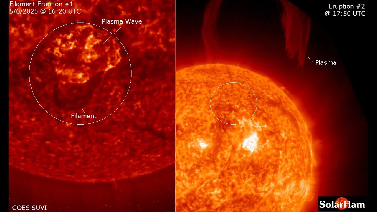 Zwei Filamentausbrüche auf der Sonne (Video)