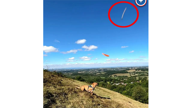 Brite spielt mit Hund Apportieren und filmt versehentlich UFO, das durch die Luft saust (Video)