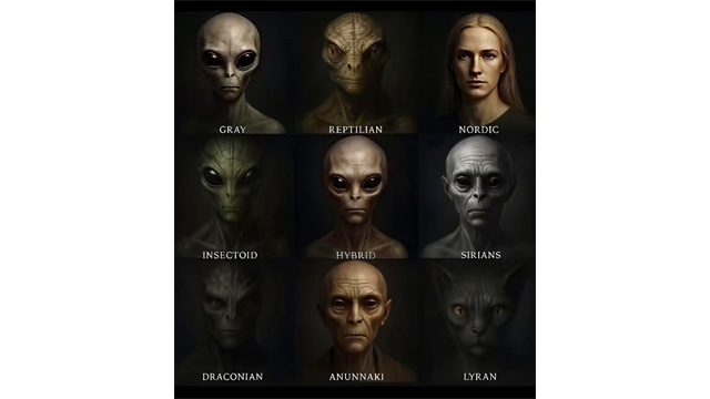 Porträts von 9 prominenten außerirdischen Rassen in der UFO-Hypothese 👽