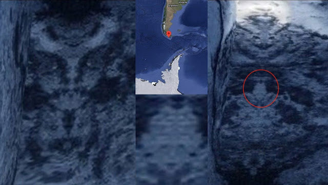 König der Dschinn-Figur und schlangenartige Kopfstrukturen, die im abgelegenen Patagonien gefunden wurden