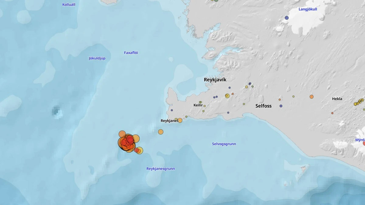 Starker Erdbebenschwarm auf dem Reykjanes-Rücken