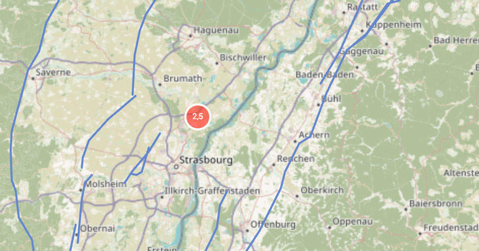 Erdbeben am Oberrhein nahe Strassbourg