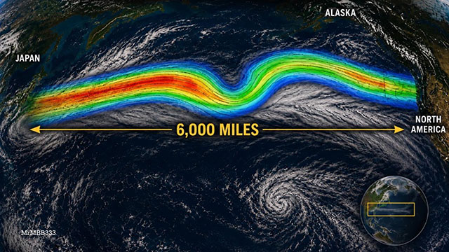 Ein 9.600 Kilometer langer Luftstrom erstreckt sich über den Pazifik