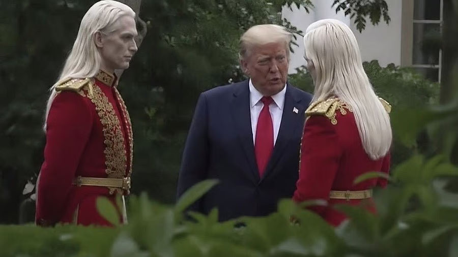 Treffen mit Außerirdischen im Weißen Haus? Fotos von Trump mit blassen, mysteriösen Gestalten kursieren im Internet