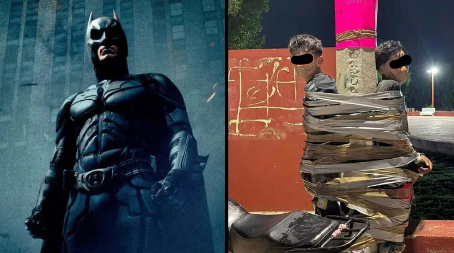 Polizei sucht mysteriösen mexikanischen „Batman“-Selbstjustizler, der Motorraddiebe mit Klebeband an Laternenmasten fesselt
